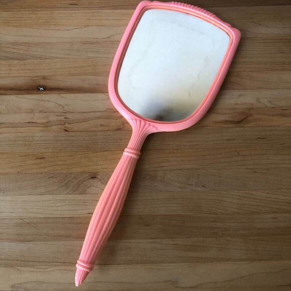 Vintage Pink Handheld Mirror Ornate Clean Girl Preppy Princess Boudoir Romantic - Picture 5 of 6